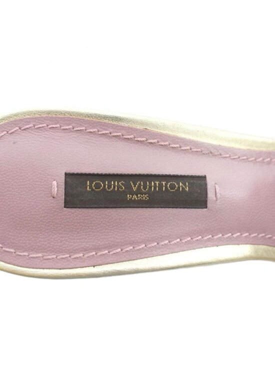 Louis Vuitton Mule Sandals Leather Open Toe High Heels Monogram Ribbon 36 main image 4